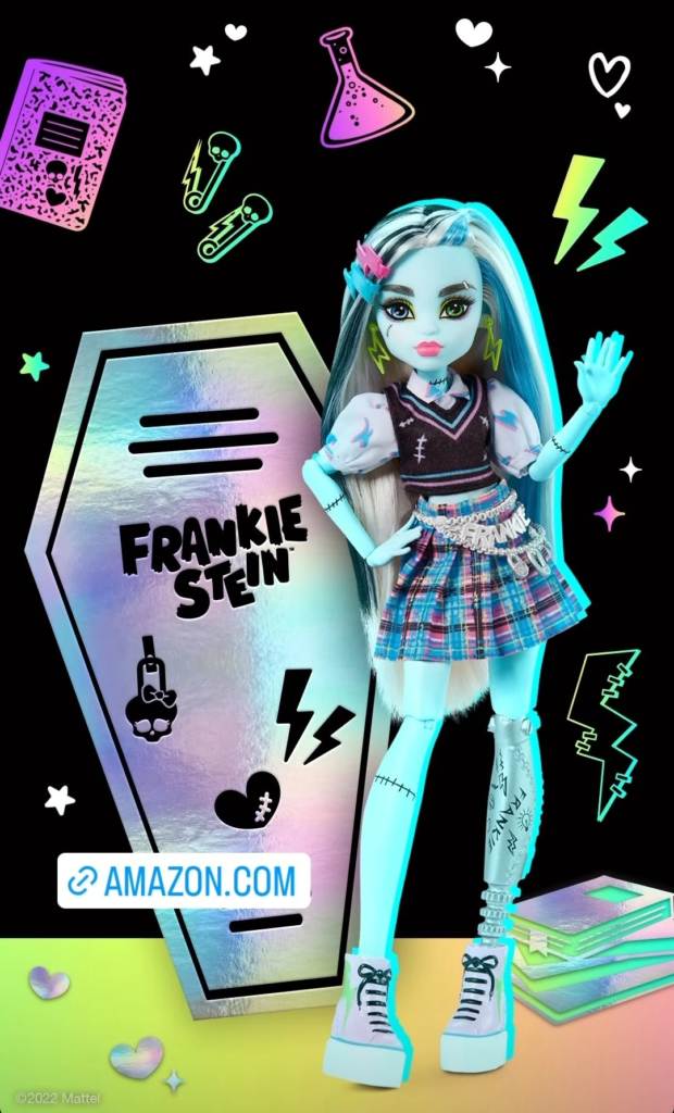 Monster High Frankie Stein Reproduction Doll, Pet Dog & Stand All