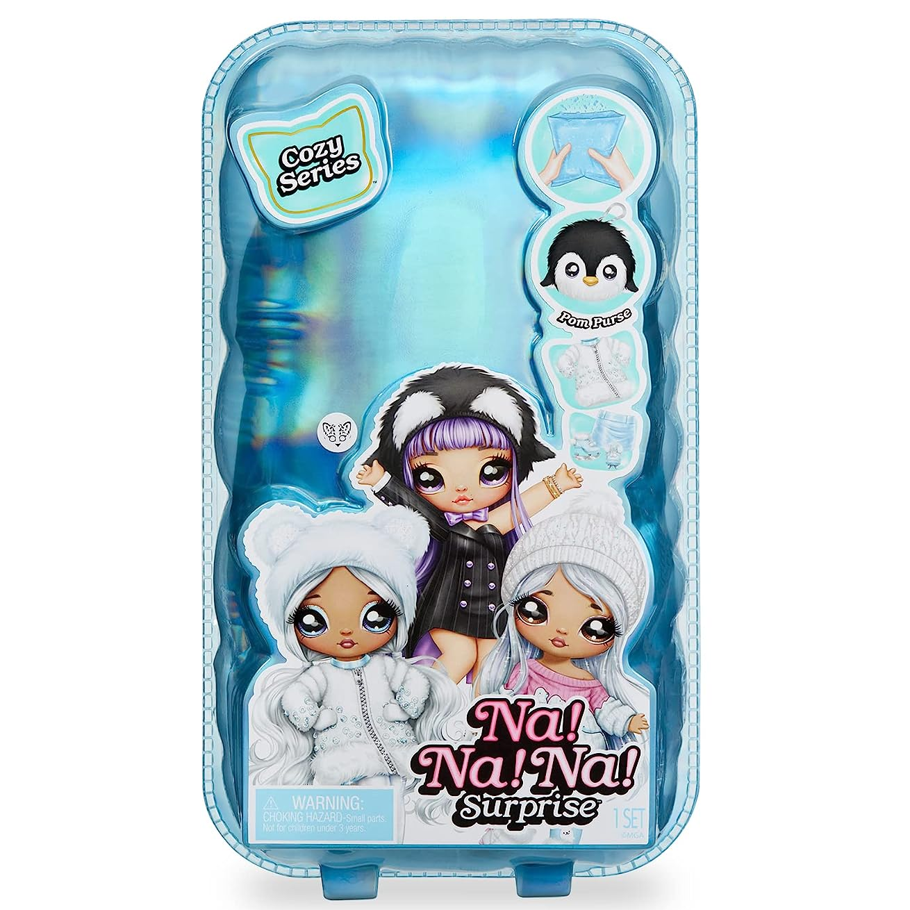 Na! Na! Na! Surprise Cozy – Poupée Leona White (léopard Des Neiges) Avec Porte-monnaie Pompon, 19 Cm, Dès 3 Ans