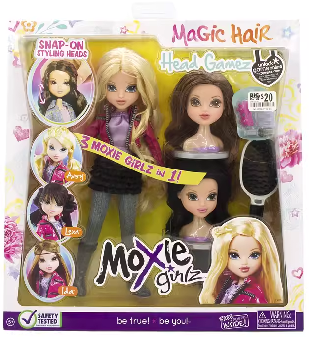 Moxie Girlz Magic Hair Head Gamez Avery With Lexa And Ida