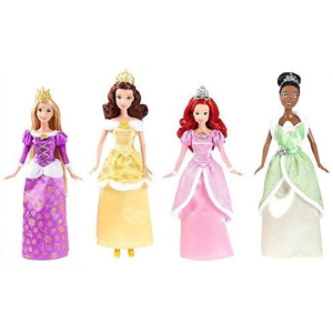 Barbie Disney Princess Winter Gift Set Of 4 Tiana Belle Rapunzel Ariel NEW